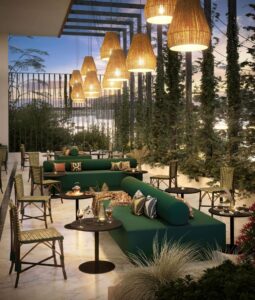 Queue outdoor mega bench for designed outdoor spaces
