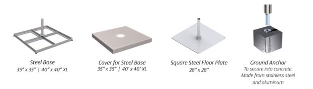 steel bases to anchor commercial umbrellas