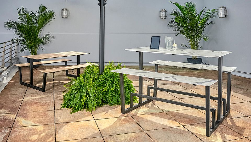 outdoor monterey tables side by side