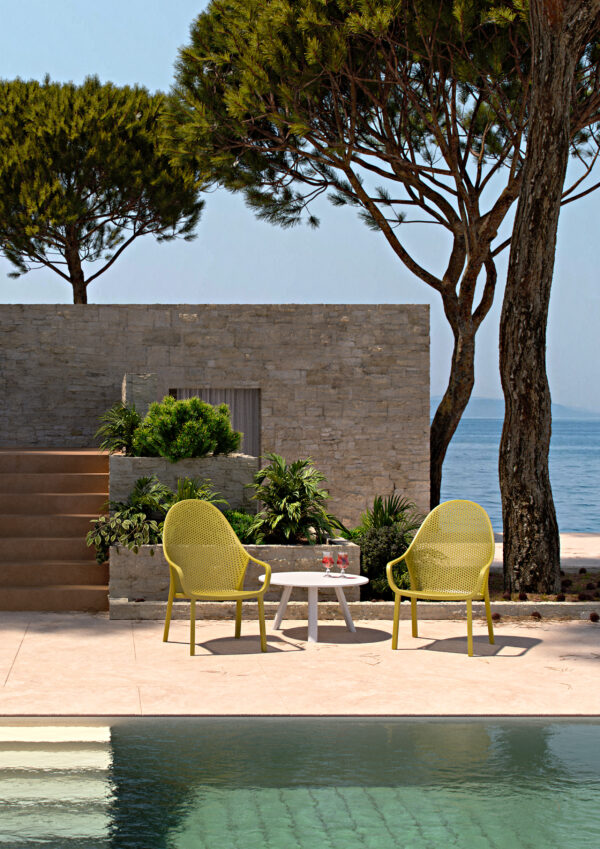 Janet Outdoor Lounge Chair Olive GReen Chairs Pool scene